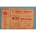 1937 MORATALLA - MURCIA - 0,25 PESETAS - BILLETE PAPEL MONEDA 