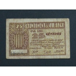 1937 - VILABOI - 25 CENTIMS - BARCELONA -PAPEL MONEDA