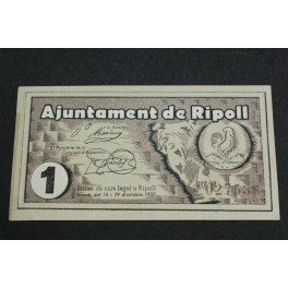1937  - RIPOLL - 1 PESETA - GERONA - BILLETE