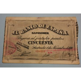1936 - SANTANDER - 50 PESETAS - BANCO ESPAÑA