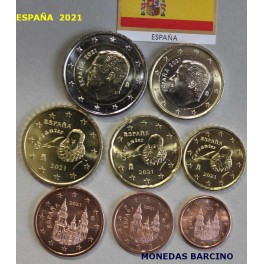 2021 - ESPAÑA -  EUROS - 8 MONEDAS- FELIPE VI