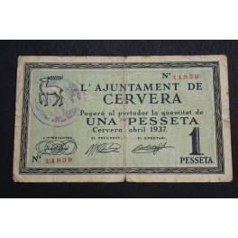 1937 - CERVERA - 1 PESETA - LLEIDA- LERIDA 