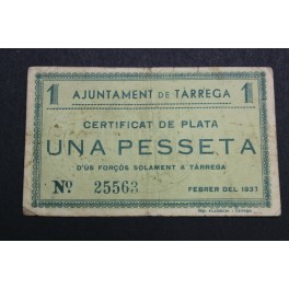 1937 - TARREGA - 1 PESETA - LLEIDA- LERIDA 