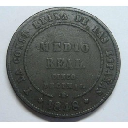 1848 - MADRID - 1/2 REAL - 5 DECIMAS - ISABEL II 