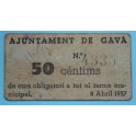 1937 - GAVA - 50 CENTIMOS - BARCELONA - BILLETE PUEBLO