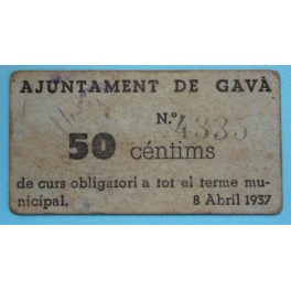 1937 - GAVA - 50 CENTIMOS - BARCELONA - BILLETE PUEBLO