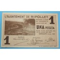 1937 - RIPOLLET - 1 PESETA - BARCELONA - BILLETE PUEBLO