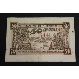 1937- ROSES DE LLOBREGAT - 50 CENTIMOS- BARCELONA - BILLETE