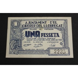 1937- CIRERER DE LLOBREGAT - 1 PESETA- BARCELONA - BILLETE