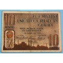 1938 - IGUALADA - BARCELONA - COOPERATIVA UNION - 10 PESETAS - BILLETE
