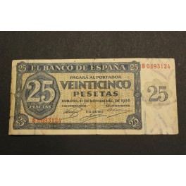 1936  ESPAÑA - 25 PESETA -BURGOS - BILLETE ESTADO ESPAÑOL