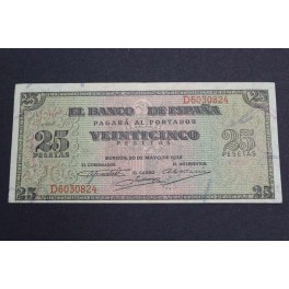 1938- serie D - 25  PESETAS -BURGOS - BILLETE 