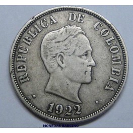 1922 - SIMON BOLIBAR- 50 CENTAVOS - COLOMBIA