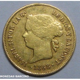 1868 - FILIPINAS - 1 PESO - ISABEL II - ORO