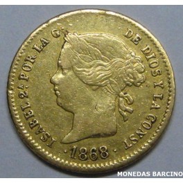 1868 - FILIPINAS - 2 PESOS - ISABEL II - ORO