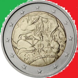 2008 - DERECHOS HUMANOS - 2 EUROS - ITALIA