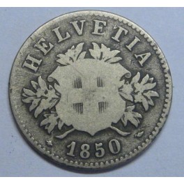 1850 - SUIZA -20 RAPPEN - HELVETIA - PLATA