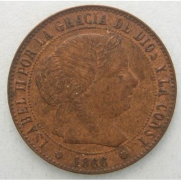 1866 - BARCELONA - MEDIO CENTIMOS DE ESCUDO - ISABEL II