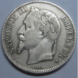 1867 - NAPOLEON - 5 FRANCS - FRANCIA - PLATA