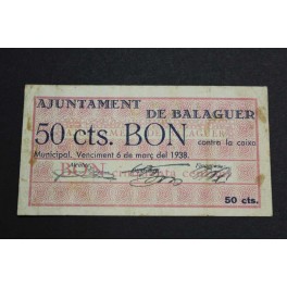 1937- BALAGUER - 50 CENTIMOS - LLEIDA -BILLETE
