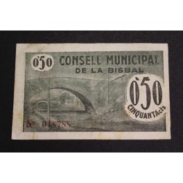 1937-LA BISBAL- 50 CENTIMOS- GERONA -GIRONA