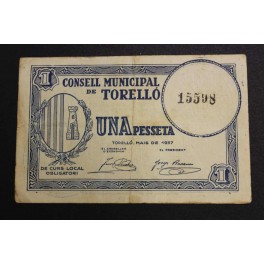 1937-TORELLO- 1 PESETA - BARCELONA