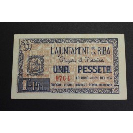 1937- RIBA -1 PESETA -TARRAGONA - BILLETE
