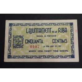 1937- RIBA -50 CENTIMOS -TARRAGONA - BILLETE