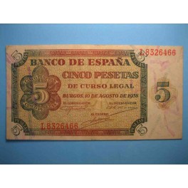 5 PESETAS 10 DE AGOSTO DE 1938