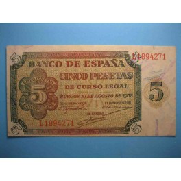 5 PESETAS 10 DE AGOSTO DE 1938