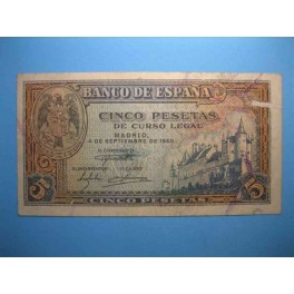 BILLETE 5 PESETAS 4 DE SEPTIEMBRE DE 1940