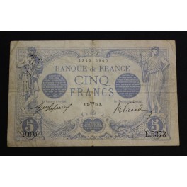 1915 - 5 FRANCS - BLUE - FRANCIA - FRANCE -TAURO