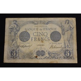 1916 - 5 FRANCS - BLUE - FRANCIA- FRANCE -ACUARIO