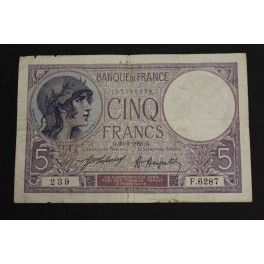 1921 - 5 FRANCS - VIOLET - FRANCIA - FRANCE 