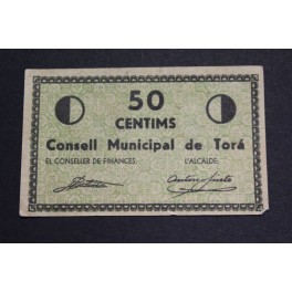 1937- TORA - LLEIDA -50 CENTIMS - LERIDA -BILLETE