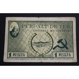 1937 -PUIG ALT de TER - GIRONA-1 PESETA -GERONA