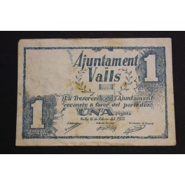 1937- VALLS - 1 PESETA - TARRAGONA- BILLETE