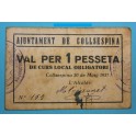 1937- COLLSESPINA - 1 PESETA - BARCELONA - BILLETE PUEBLO
