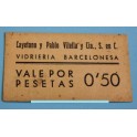 1936- COOPERATIVAS BARCELONA -VIDRIERIA - 0,50 PESETAS - BILLETE PUEBLO