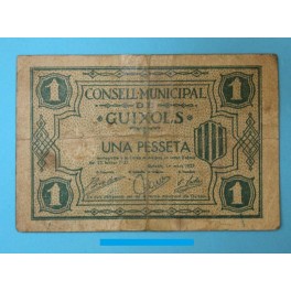 1937- GUIXOLS - 1 PESETA - GIRONA - BILLETE PUEBLO