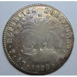 1858- POTOSI - 4 SOLES - BOLIVIA - PLATA