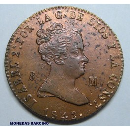 1842- JUBIA - COBRE - 8 MARAVEDIS - ISABEL II 