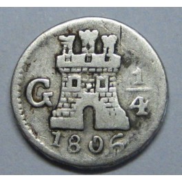 1806 - GUATEMALA - 1/4 REAL - CARLOS IV -