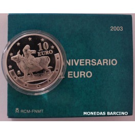2003 - ANIVERSARIO EURO - 10 EUROS - ESPAÑA - PLATA 