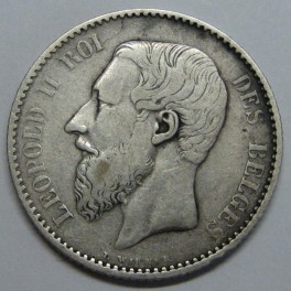 1886- LEOPOLDO II - 2 FRANC - BELGICA - PLATA