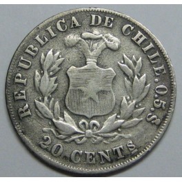 1891- CHILE - 20 CENTAVOS - CONDOR - PLATA