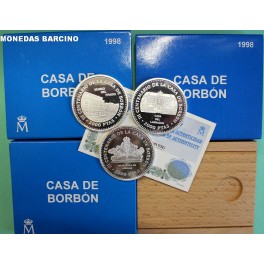 1998-CASA BORBON- 2000 PESETAS- ESPAÑA -3 MONEDAS- PLATA -PROOF
