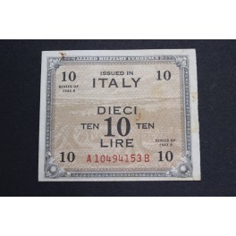 1943- ALLIED MILITARY - 10 LIRE - ITALIA - BILLETE