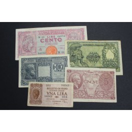 1943 - ITALIA -  LIRE - 5 BILLETES - AÑOS 40