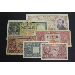 1943 - ITALIA -  LIRE - 5 BILLETES - AÑOS 40 -60